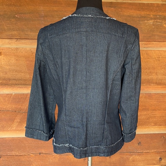 Baccini Military Style Frayed Edge Denim Jacket Me - Picture 4 of 10